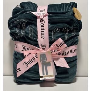 Juicy Couture 3 Piece Lounge Green Velour Lounge Pajamas Set Size Large